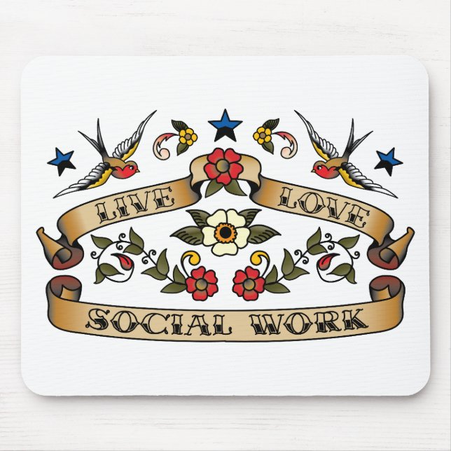 Live Love Social Work Mouse Mat (Front)
