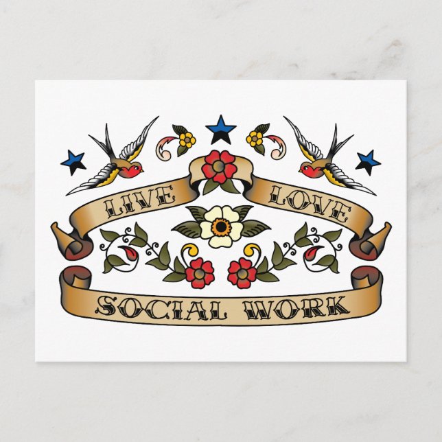 Live Love Social Work Postcard (Front)