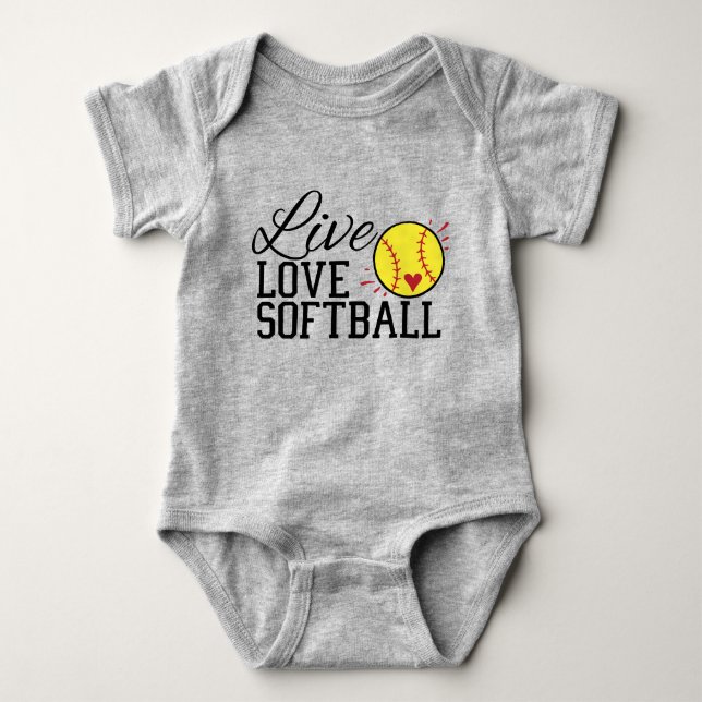 Live Love Softball Baby Bodysuit (Front)