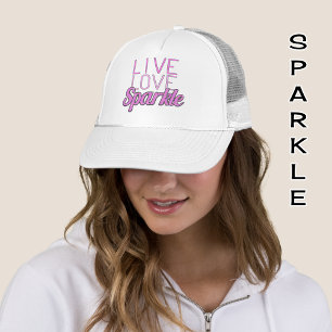 Live Love Sparkle pink glitter effect text Trucker Hat