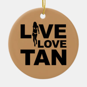 Live Love Tan Ceramic Tree Decoration