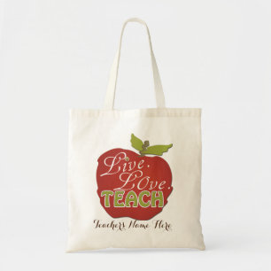 Live Love Teach Personalised Teacher Gift Tote Bag