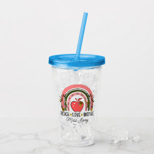 Live Love Teach Rainbow Teacher Appreciation Acrylic Tumbler