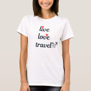 Live Love Travel Typography, Paper Aeroplane,Simpl T-Shirt