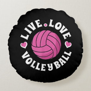 Live Love Volleyball For Women Girls Volleyball Fa Round Cushion