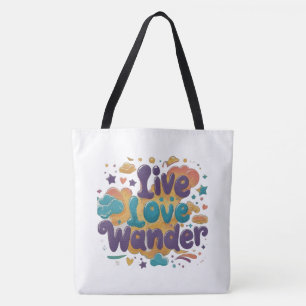 Live, Love, Wander - Shoulder Tote Bag (Large Size