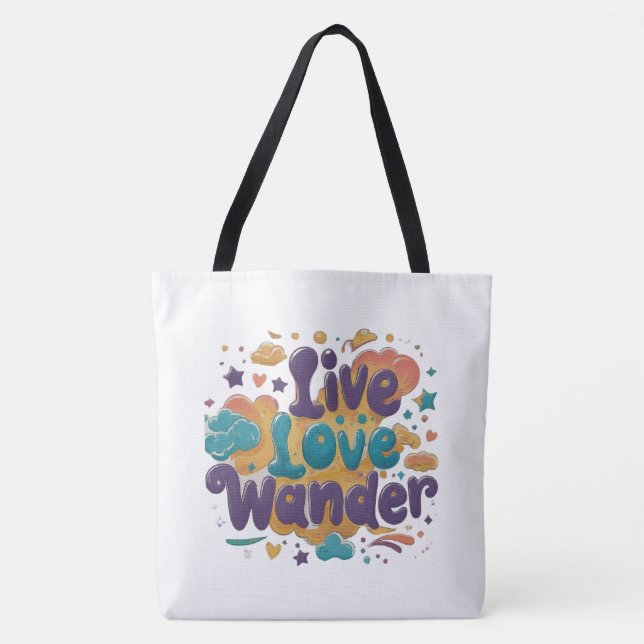 Live, Love, Wander - Shoulder Tote Bag (Large Size (Front)