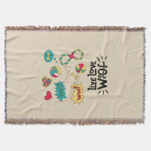 Live Love Woof Whimsical Woven Blanket