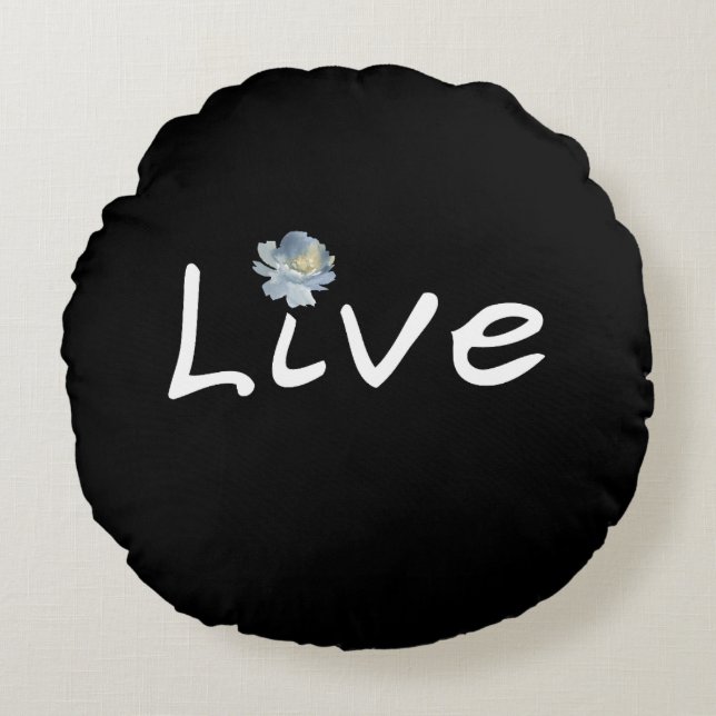 Live Minimalist Modern Black and White  Round Cushion (Front)