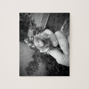 Live mole in hand smiling animal black white jigsaw puzzle