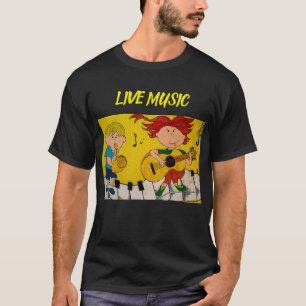 Live music cartoon black T-Shirt