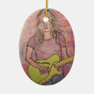 Live Music Girl Sketch Ceramic Tree Decoration