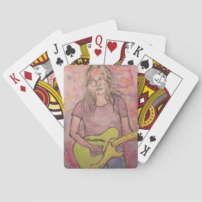 Live Music Girl Sketch Playing Cards (Back)
