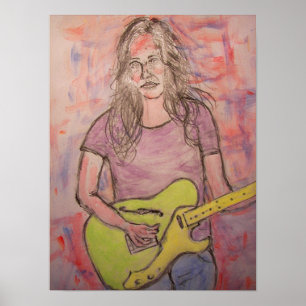 Live Music Girl Sketch Poster