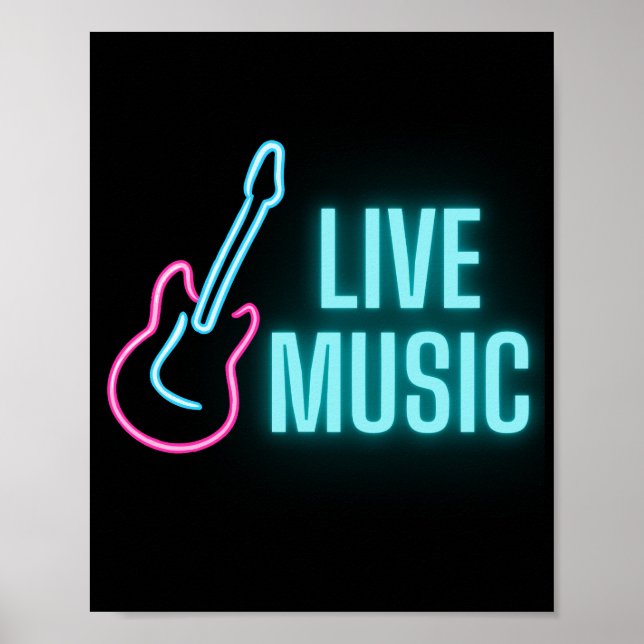 Live Music Neon Guitar Poster (Front)