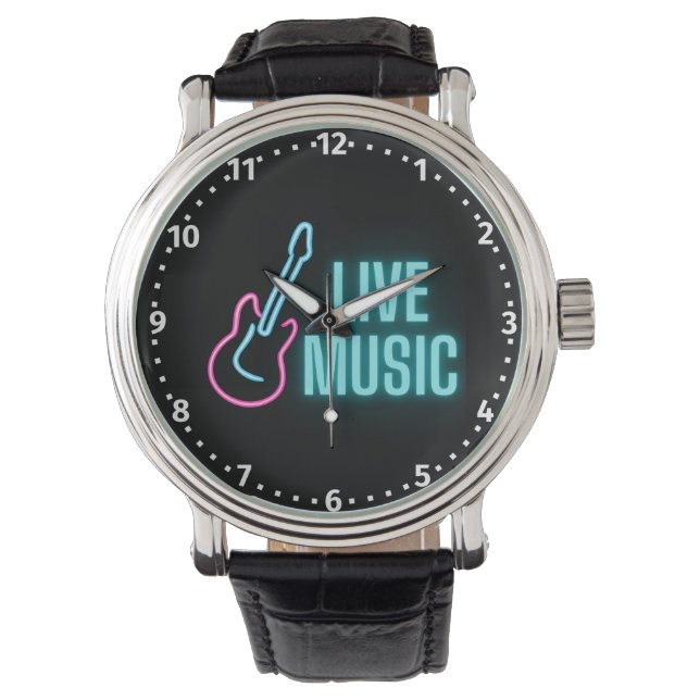 Live Music Neon Guitar  Watch (Front)