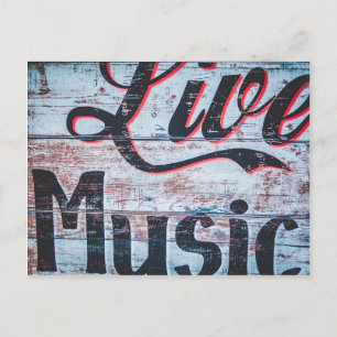 Live Music Sign Postcard