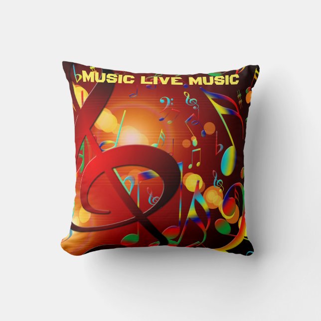 Live Music Slogan Colorful Cushion (Front)