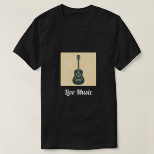 Live Music slogan Retro guitar acoustic music T-Shirt