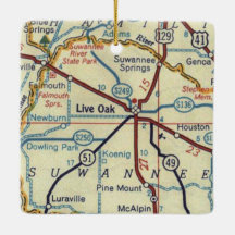 Live Oak Florida Vintage Map