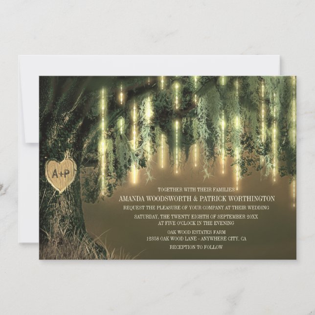 Live Oak Tree Spanish Moss Wedding Invitations (Front)