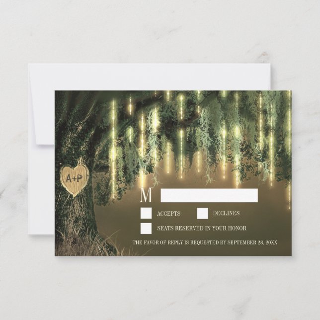 Live Oak Tree Spanish Moss Wedding RSVP Cards (Front)