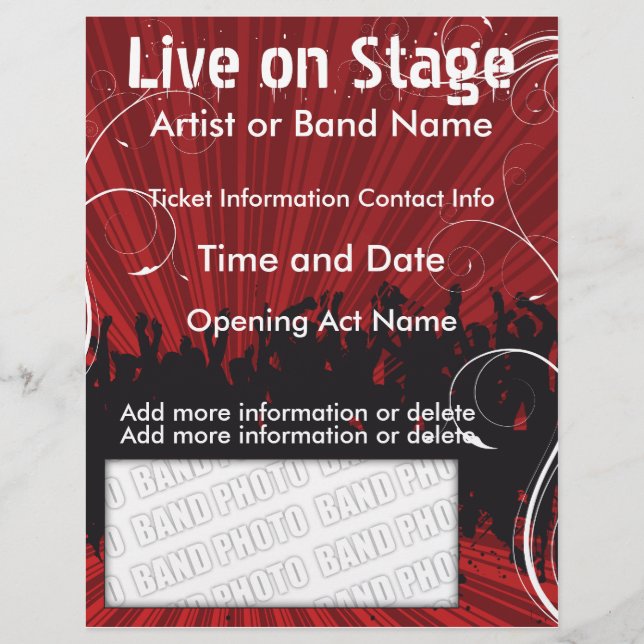 Live on Stage Red  Music Flyer (Front)