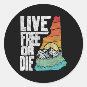 Live Or Die Retro New Hampshire Nature Classic Round Sticker