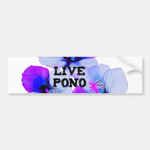 Live Pono Hawaiian Hibiscus Purple Blue Floral Bumper Sticker