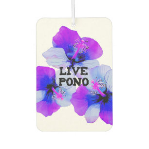 Live Pono Hawaiian Hibiscus Purple Blue Floral Car Air Freshener