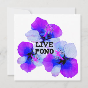 Live Pono Hawaiian Hibiscus Purple Blue Floral  Card