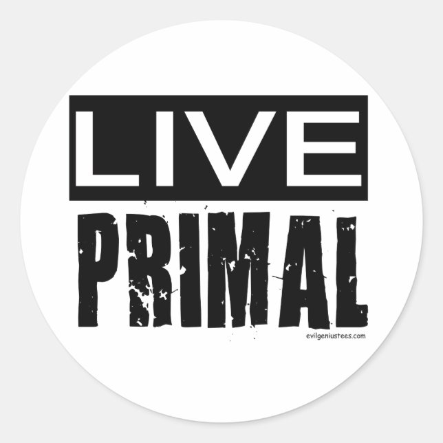 live primal / paleo diet classic round sticker (Front)