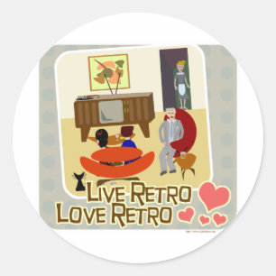 Live Retro Love Retro Slogan Classic Round Sticker