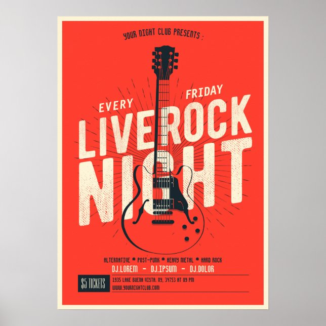 Live rock night music Poster Announcement (Front)