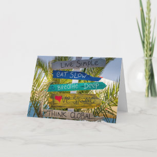 Live Simple Inspirational Motivational Beach Signs Card