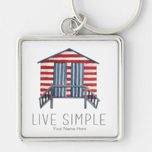 Live Simple Quote Nautical Summer Beach Hut Cabana Key Ring