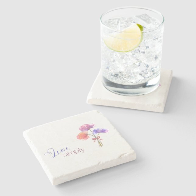 Live Simply Absorbent Stone Coaster (Side)