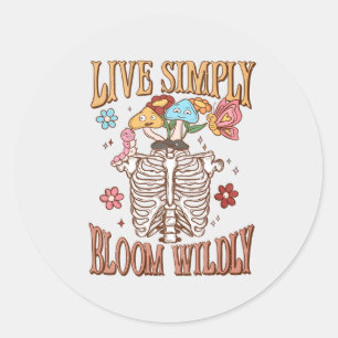 Live Simply, Bloom Wildly Classic Round Sticker