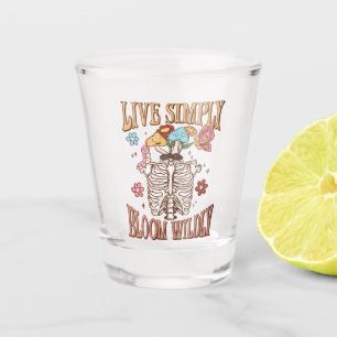 Live Simply, Bloom Wildly – Skeleton & Mushrooms Shot Glass