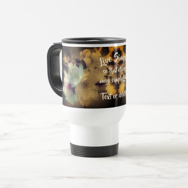 Live Simply Blossoms Inspirational Personalised Travel Mug (Front Left)