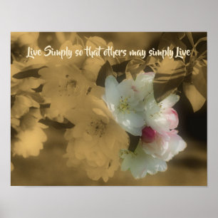 Live Simply Blossoms Inspirational Quote Poster