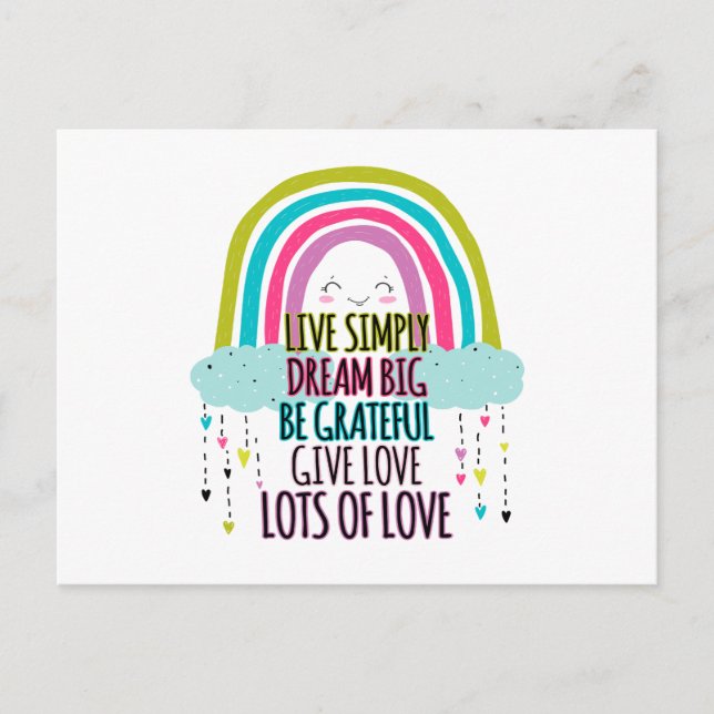 Live Simply Dream Big Be Grateful Give Love  Postcard (Front)