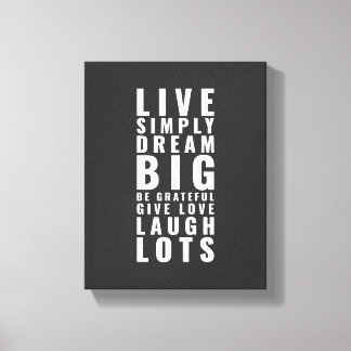 Live simply dream big | Inspirational Quote Canvas Print