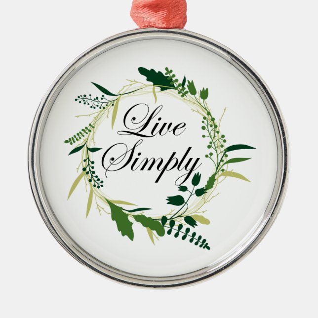 Live Simply Inspirational Floral  Metal Tree Decoration (Front)