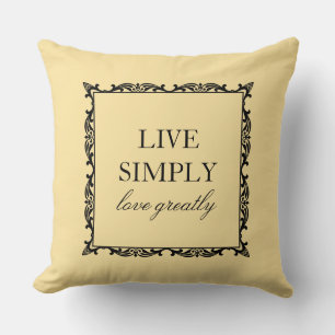 Live Simply Love Greatly Quote Elegant Typography Cushion