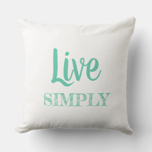 Live Simply White & Sea Green Personalised Cushion