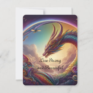 Live strong and beautiful Dragon Rainbow Holiday Card