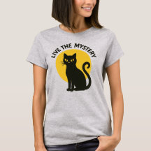 Live the Mystery Black Cat Moon Tee