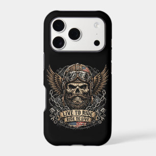Live To Ride Bearded Skull Biker