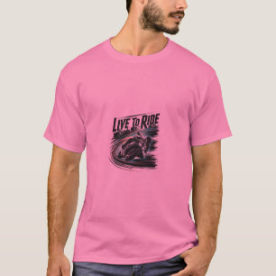 Live to Ride Biker T-Shirt Motorcycle Racing Gra